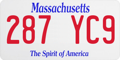 MA license plate 287YC9