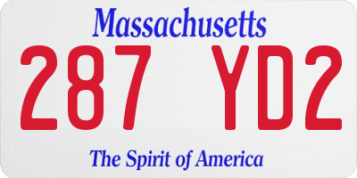 MA license plate 287YD2