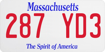 MA license plate 287YD3