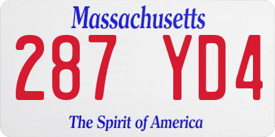 MA license plate 287YD4