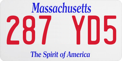 MA license plate 287YD5