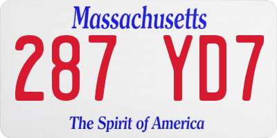 MA license plate 287YD7