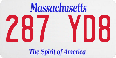 MA license plate 287YD8