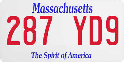 MA license plate 287YD9