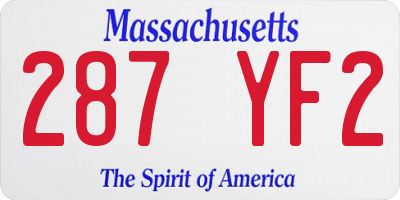 MA license plate 287YF2