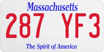 MA license plate 287YF3