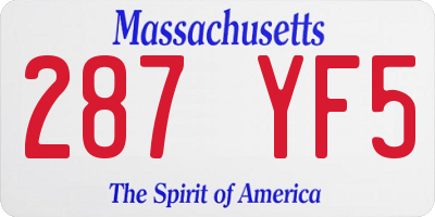 MA license plate 287YF5