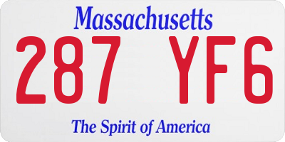 MA license plate 287YF6