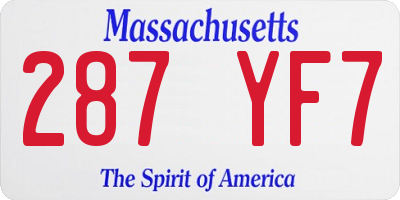 MA license plate 287YF7