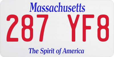 MA license plate 287YF8