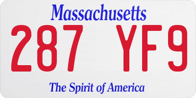 MA license plate 287YF9