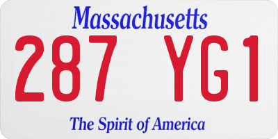 MA license plate 287YG1