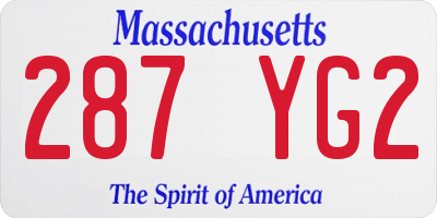 MA license plate 287YG2