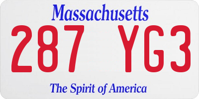 MA license plate 287YG3