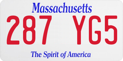 MA license plate 287YG5