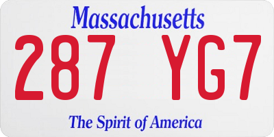 MA license plate 287YG7