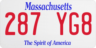 MA license plate 287YG8