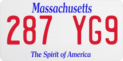 MA license plate 287YG9