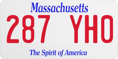 MA license plate 287YH0