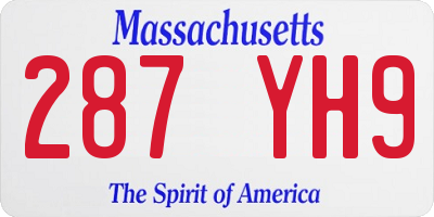 MA license plate 287YH9