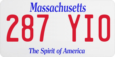 MA license plate 287YI0