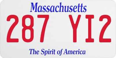 MA license plate 287YI2