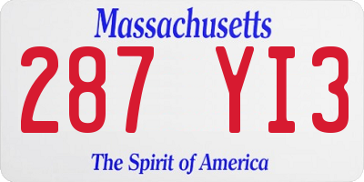 MA license plate 287YI3