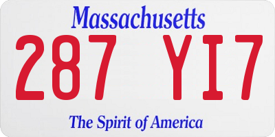 MA license plate 287YI7