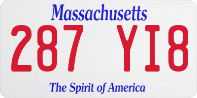 MA license plate 287YI8