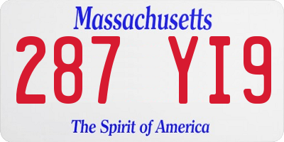 MA license plate 287YI9