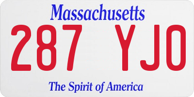 MA license plate 287YJ0