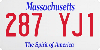 MA license plate 287YJ1