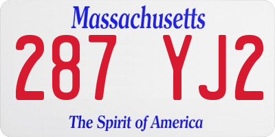 MA license plate 287YJ2