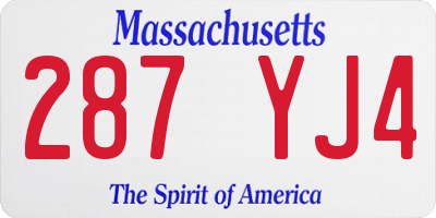MA license plate 287YJ4