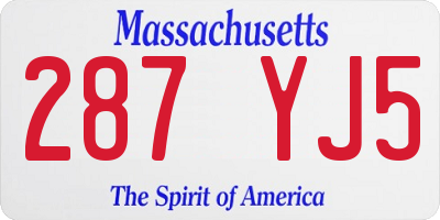 MA license plate 287YJ5
