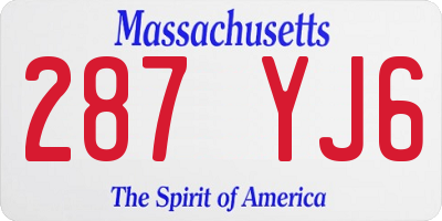 MA license plate 287YJ6