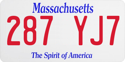 MA license plate 287YJ7