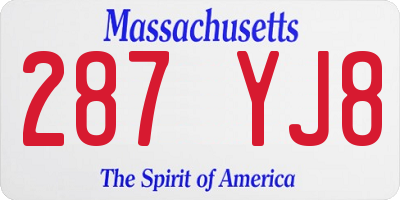 MA license plate 287YJ8