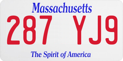 MA license plate 287YJ9