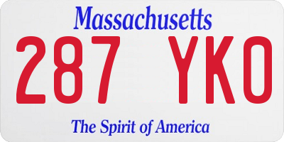 MA license plate 287YK0
