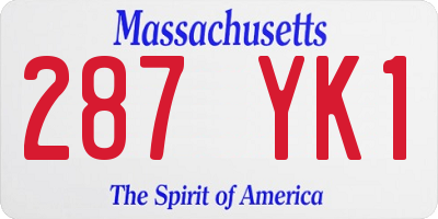 MA license plate 287YK1