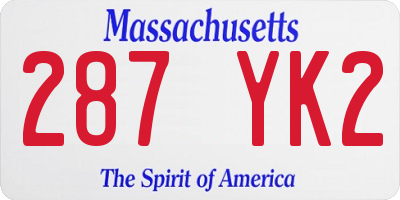 MA license plate 287YK2