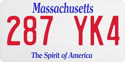 MA license plate 287YK4