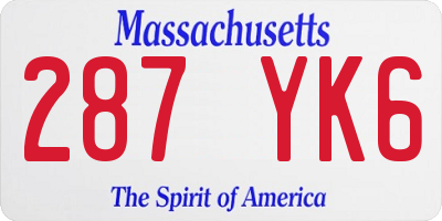 MA license plate 287YK6