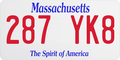 MA license plate 287YK8