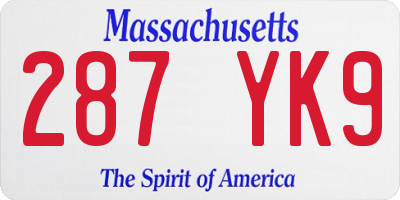 MA license plate 287YK9