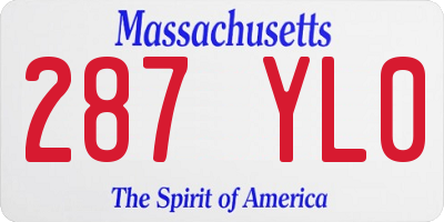 MA license plate 287YL0