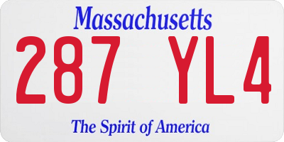 MA license plate 287YL4