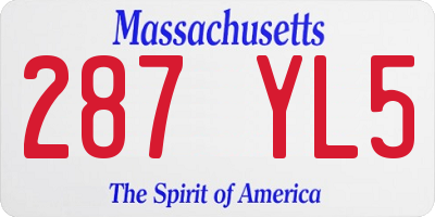 MA license plate 287YL5