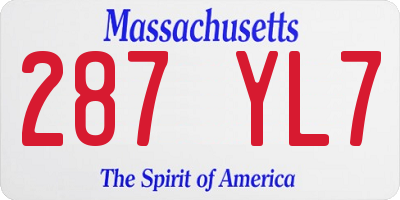 MA license plate 287YL7